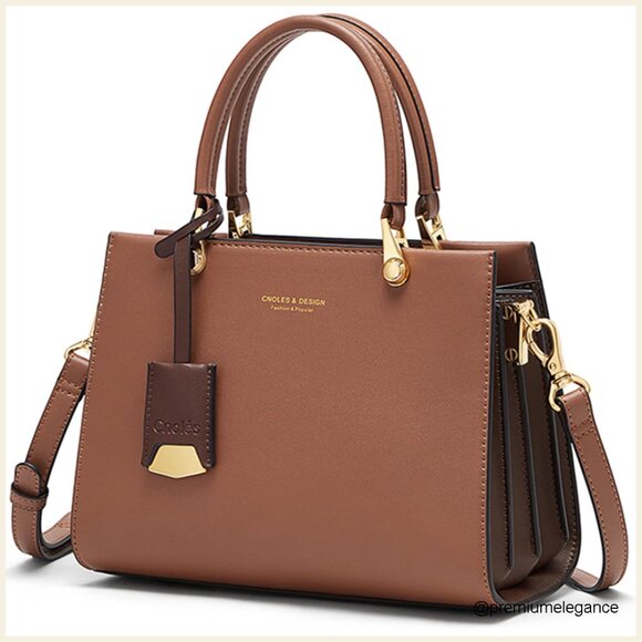 Large Capacity Leather Tote Bag with Adjustable Strap Multiple Pockets